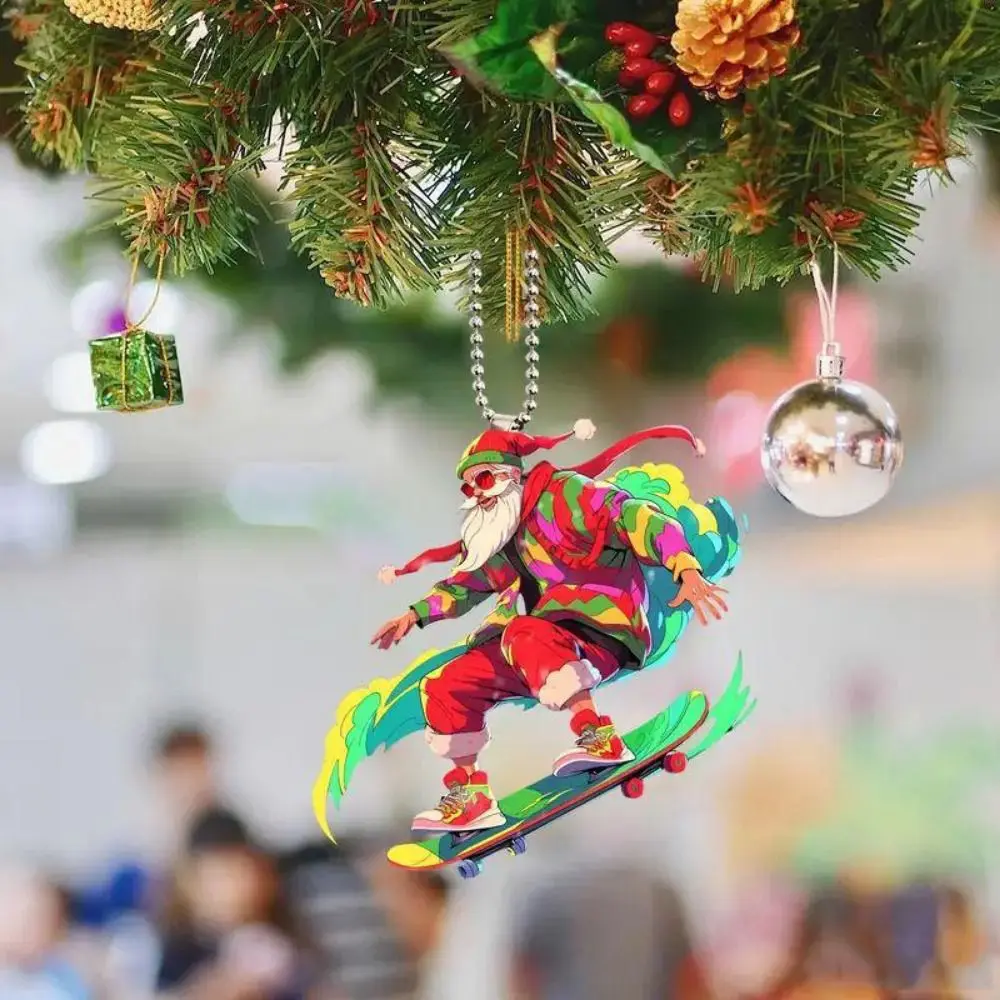 Cartoon Santa Claus Hanging Pendant Reindeer Snowman Christmas Tree Pendants Cute 2D Car Haning Pendants Festival Gift