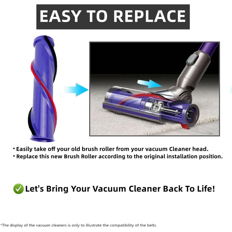 For Dyson V12 Vacuum High Torque Anti Tangle Roller Brush Replacement Parts Brushbar Roller Brush With Cleaning Brush