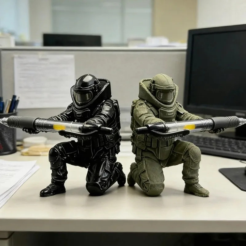 3D Printed Bomb‑Suit Soldier Figure Desk Pen Holder Military Sculpture Desktop Organizer Novelty Pen Container Table Decor Gift
