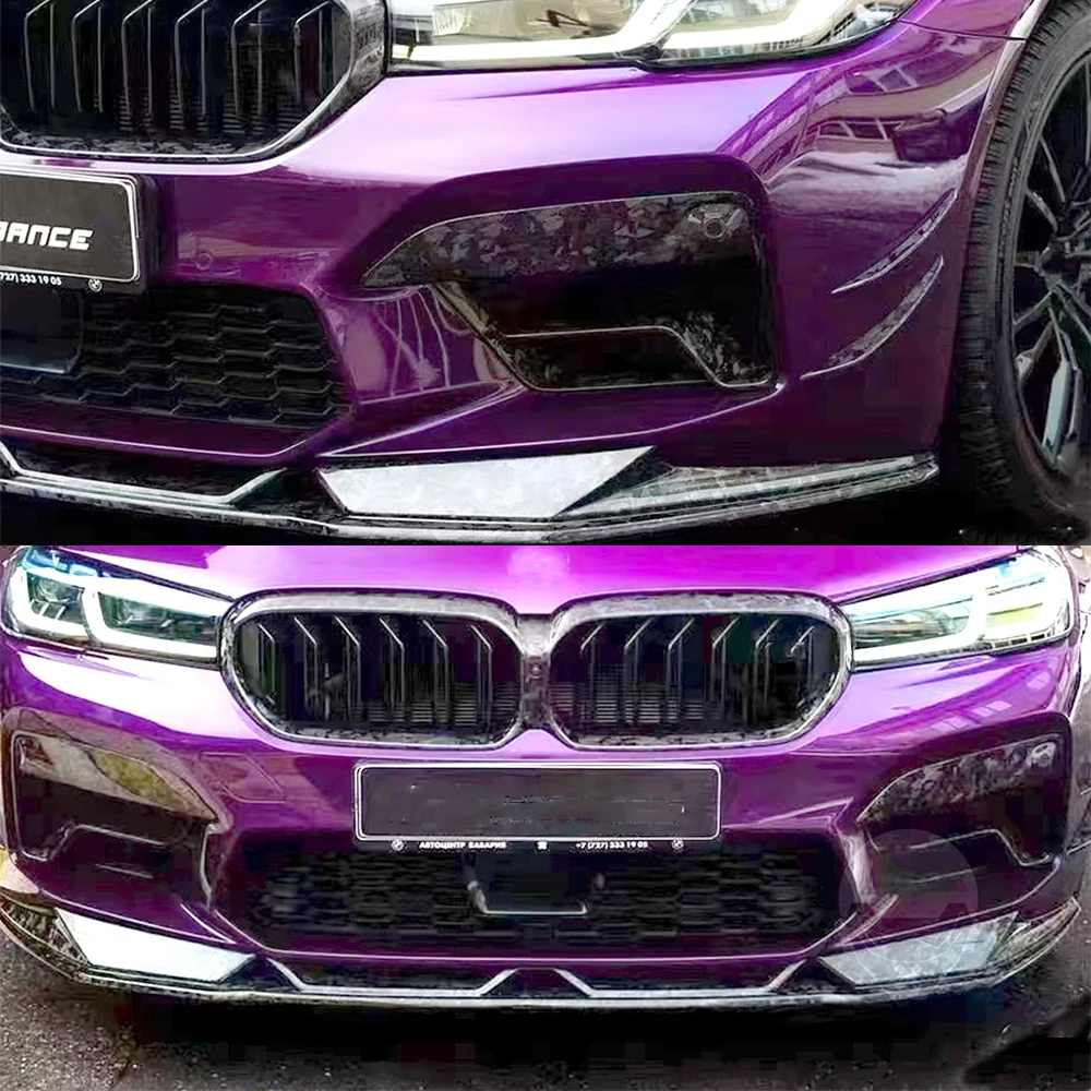 For BMW M5 F90 LCI 2021-2023 Real Dry Forged Carbon Fiber Front Bumper Air Vent Panel Trim Cover Car Modification Accessories