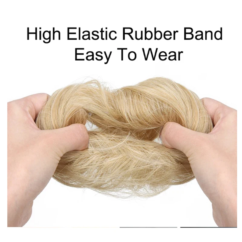 Synthetic  Bun Hair Piece Straight Chignon Extension Mini Rubber Band Hair Bun Scrunchies Donut Wig Accessory Updo Bun Hair image 4