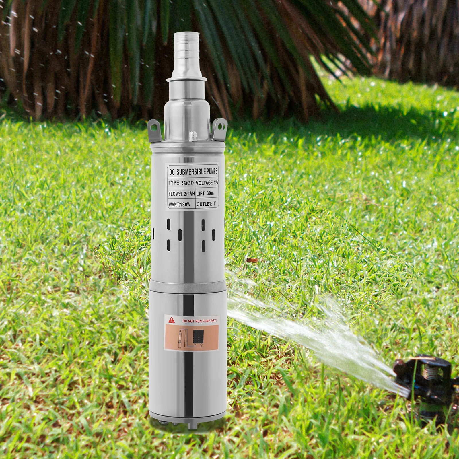 

180W Stainless Steel Submersible Water Pump 3000RPM 98.43ft Lift 263.96gal/H IP68 for Garden Farm Irrigation