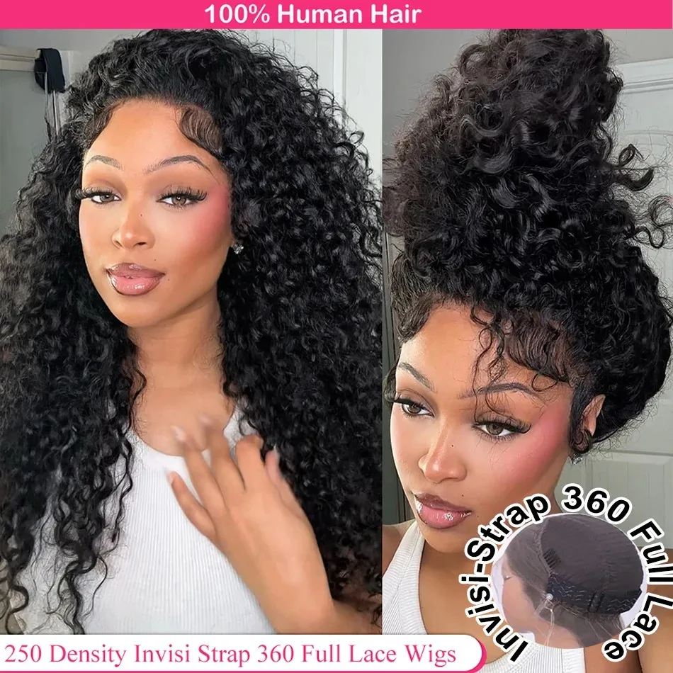 360 Full Lace pruik van echt haar, voorgeplukt, HD, 250 density, 360 Lace Front pruiken, diep krullende pruiken van echt haar, onzichtbare trekkoord, 40 inch