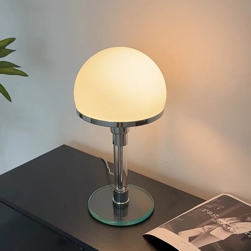 

Bauhaus Table Bedroom Bedside Lamp Designer Desk Light With Glass Ball E27 Bulb
