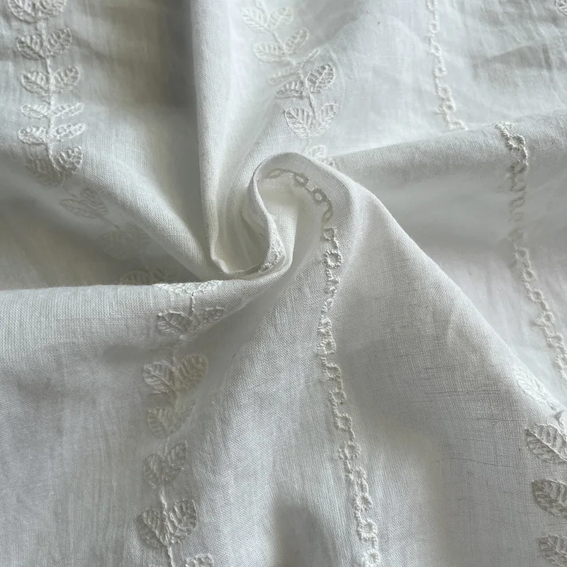 

Pure Cotton Lace Embroidered Fabric for Women Dress Children Shirt DIY Handmade Sewing Cloth