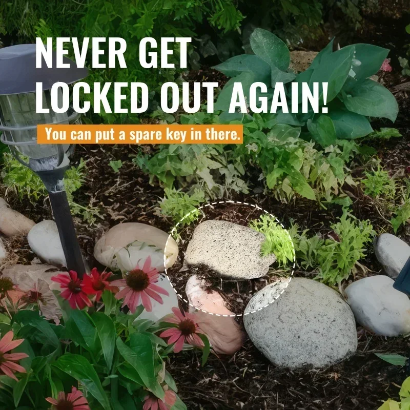New Creative Outdoor Garden Key Safe Resin Simulation Stone Key Hider Safe Storage Key Box Home Decoration