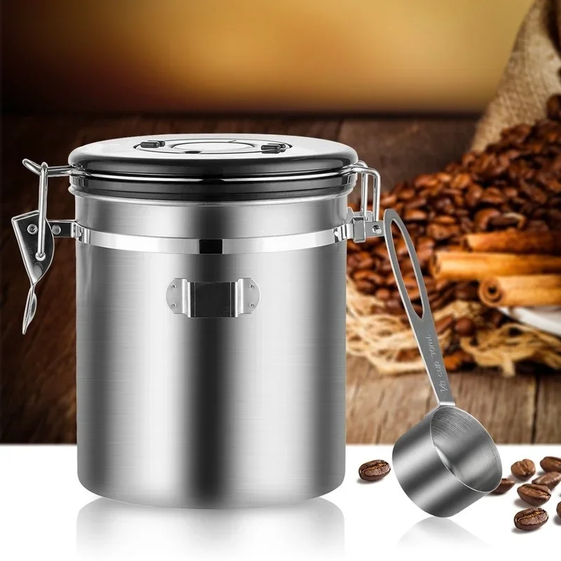 

Coffee Storage Container Airtight Stainless Steel Coffee Canister Vault Coffee Bean Container with CO2 Valve to Keep Beans Fresh