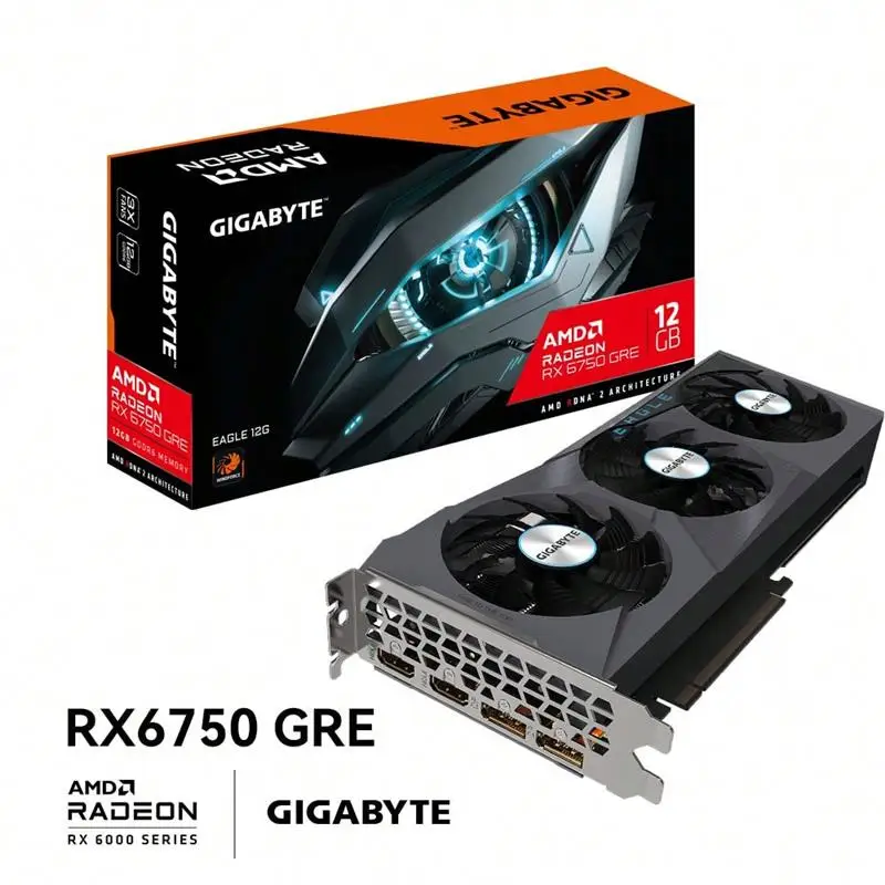 New! AMD RX 6750GRE EAGLE 12G Three fan graphics card, Placa de vídeo,GDDR6, 192 bits, PCIe 4.0,