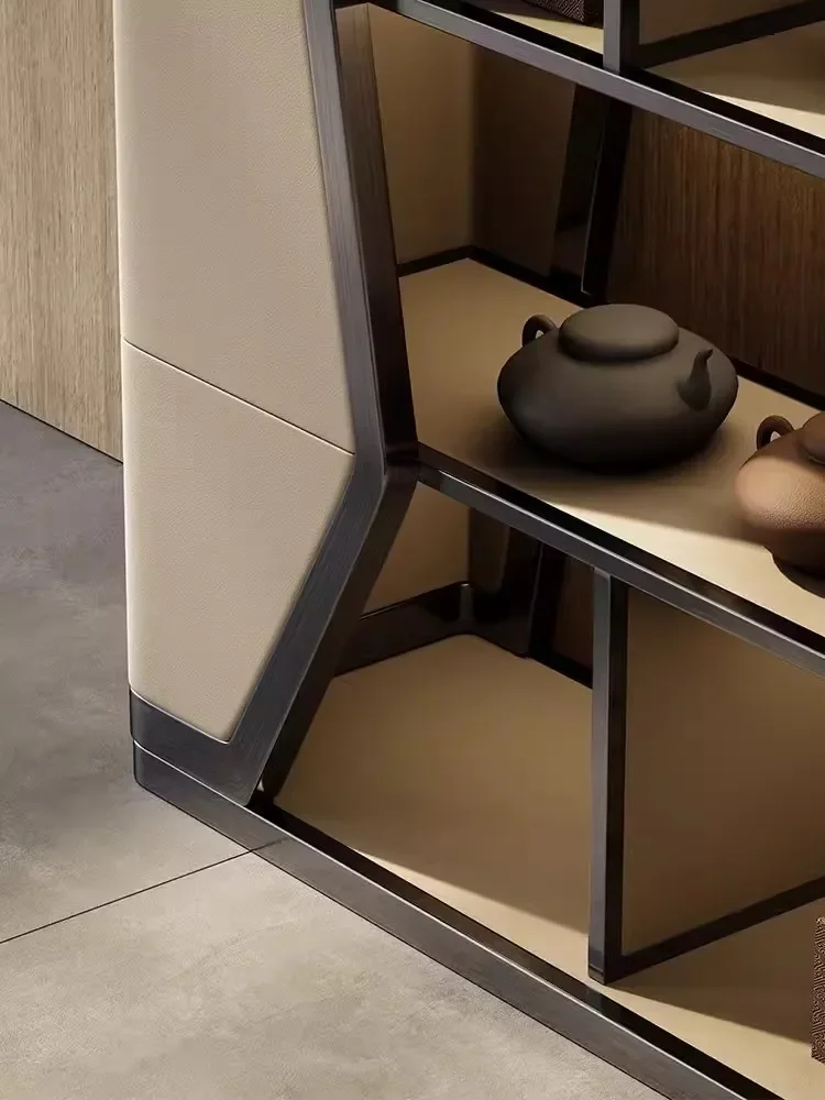 رف كتب فاخر خفيف من الفولاذ المقاوم للصدأ يعرض غرفة المعيشة وخزانة كتب المشاهير على الإنترنت ورف Bogu الإبداعي #4