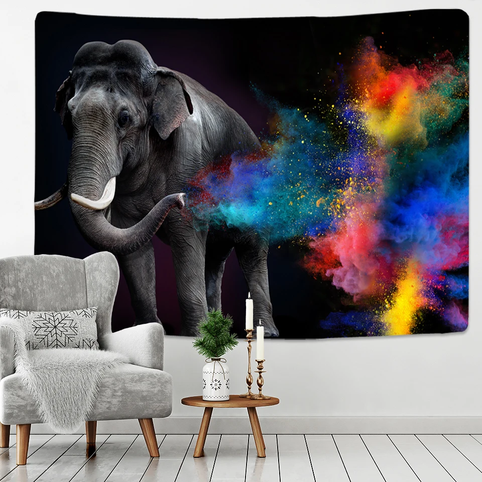 BeddingOutlet Elephant Tapestry Wall Hanging Animal Wall Carpet Twin Hippie Tapestry Bohemian Hippy Home Decor Bedspread Sheet