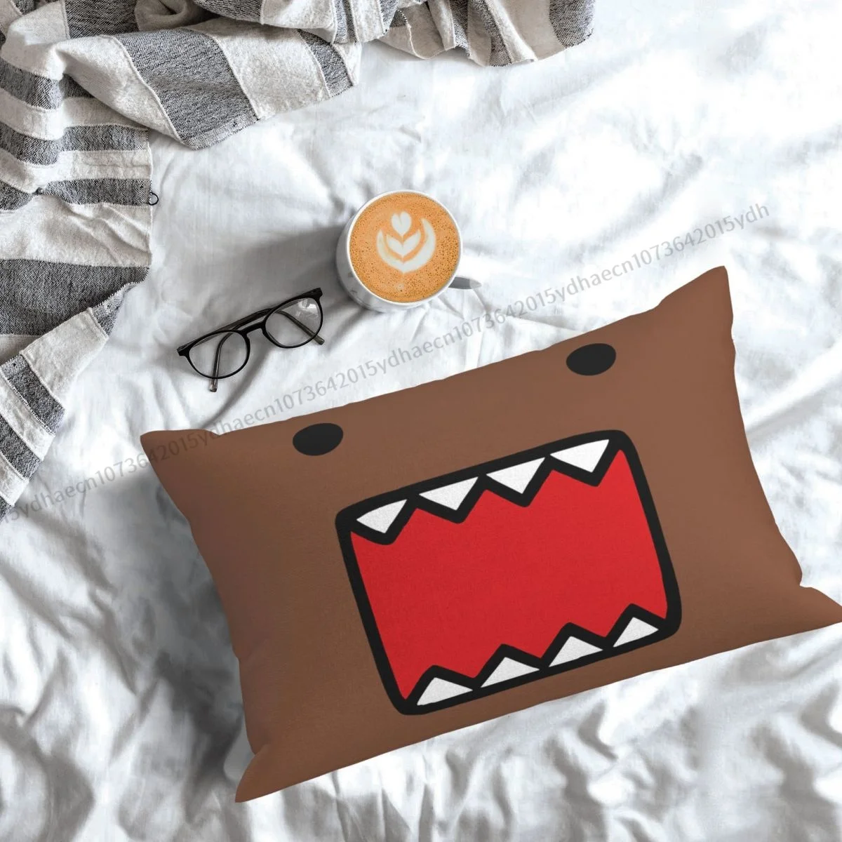 Domo Kun Face funda de almohada de poliéster, cubierta de almohada reutilizable decorativa para dormitorio