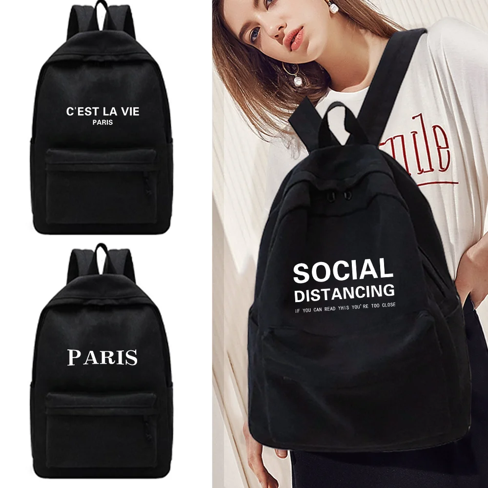 

Zipper Multifunction Women Backpack School Bags Text Print Teenage Girls Student Shoulder Bag Outdoor Laptop Backpack Mochila