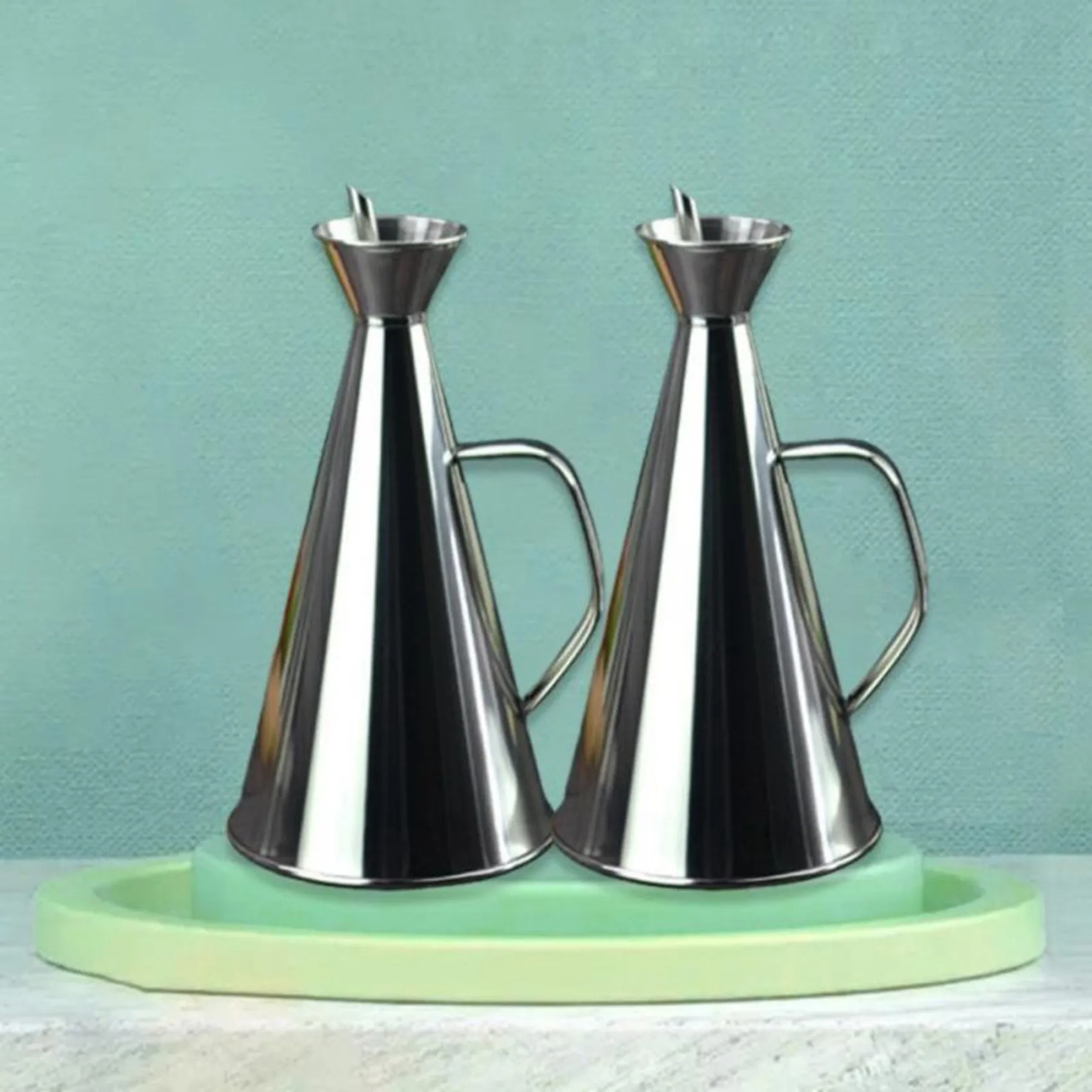 

500ML Stainless Steel Olive Oil Bottle Vinegar Sauce Seasoning Dispenser Condiment Storage Container for Kitchen HOT