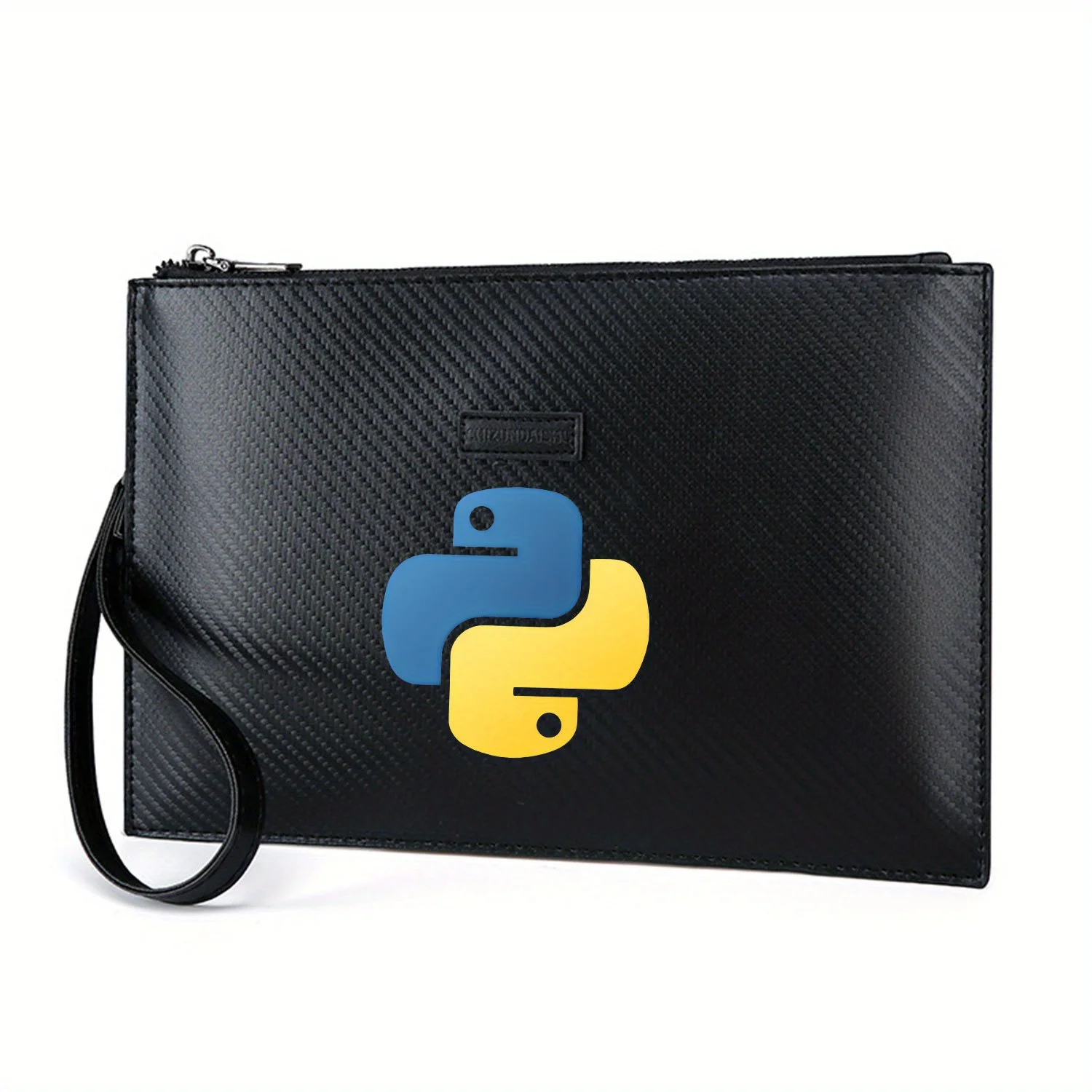 Python logo abstract snake shape graphic Elegant Printed PU Men's Handbag Fashionable and Practical for Everyday Carry