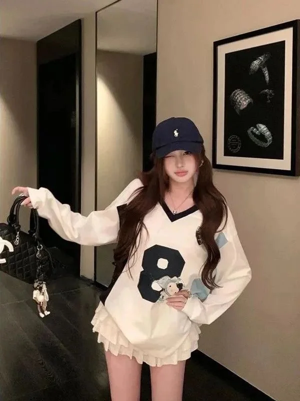 plus Size 300 Pou KT  V-Ne Hoodie Women's Warmth Extra Large Size Fce Lined Street Sle Color Blo Japanese Sle