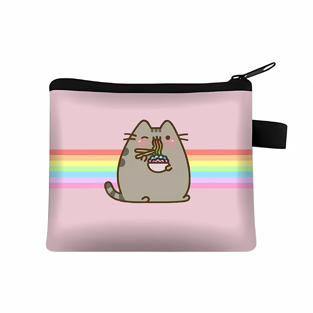 Pusheen Coin Purses Cartoon Polyester Wallets Fashion Cats Mini Portable ID Card Holders Anime Key Storage Bag Kids Xmas Gift