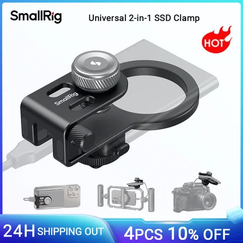 Imagen 1 del producto Soporte SSD SmallRig abrazadera SSD Universal 2 en 1 para MagSafe con abrazadera de Cable de zapata fría, para Samsung T5 T7 SSD para jaula-4779