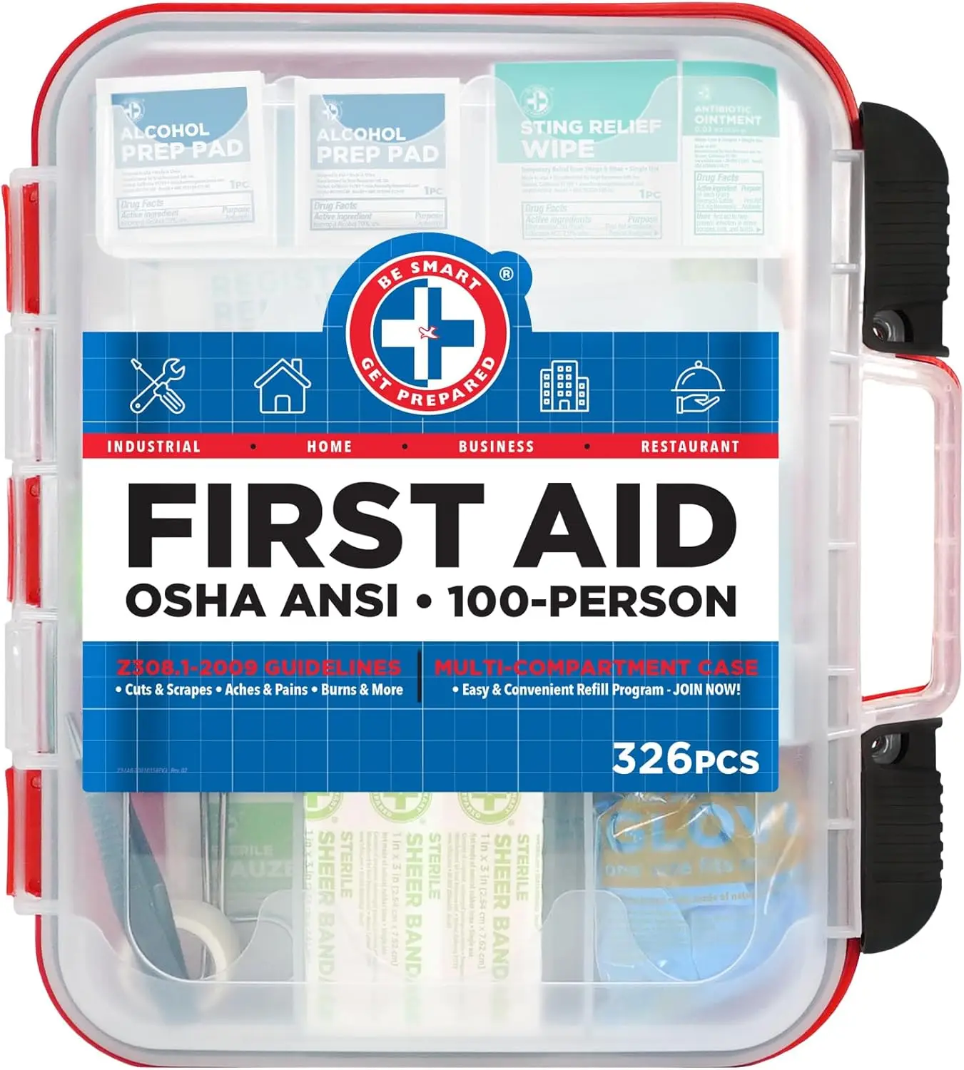 

Comprehensive 326-Piece First Aid Kit with Hard Case for Office, Home, Car & Emergency Use