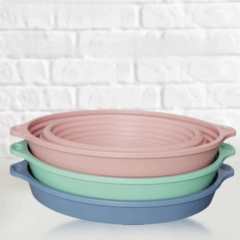 Silicone Bread Proofing Basket Round/Oval Foldable Dough Proofing Bowl Space-saving Build-in Steel Wire