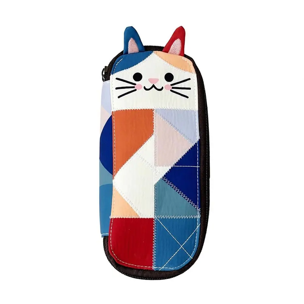 Waterproof Patchwork Coin Purse Cat Zipper Design Small Cosmetic Pouch Travel Storage Bag Home Travel