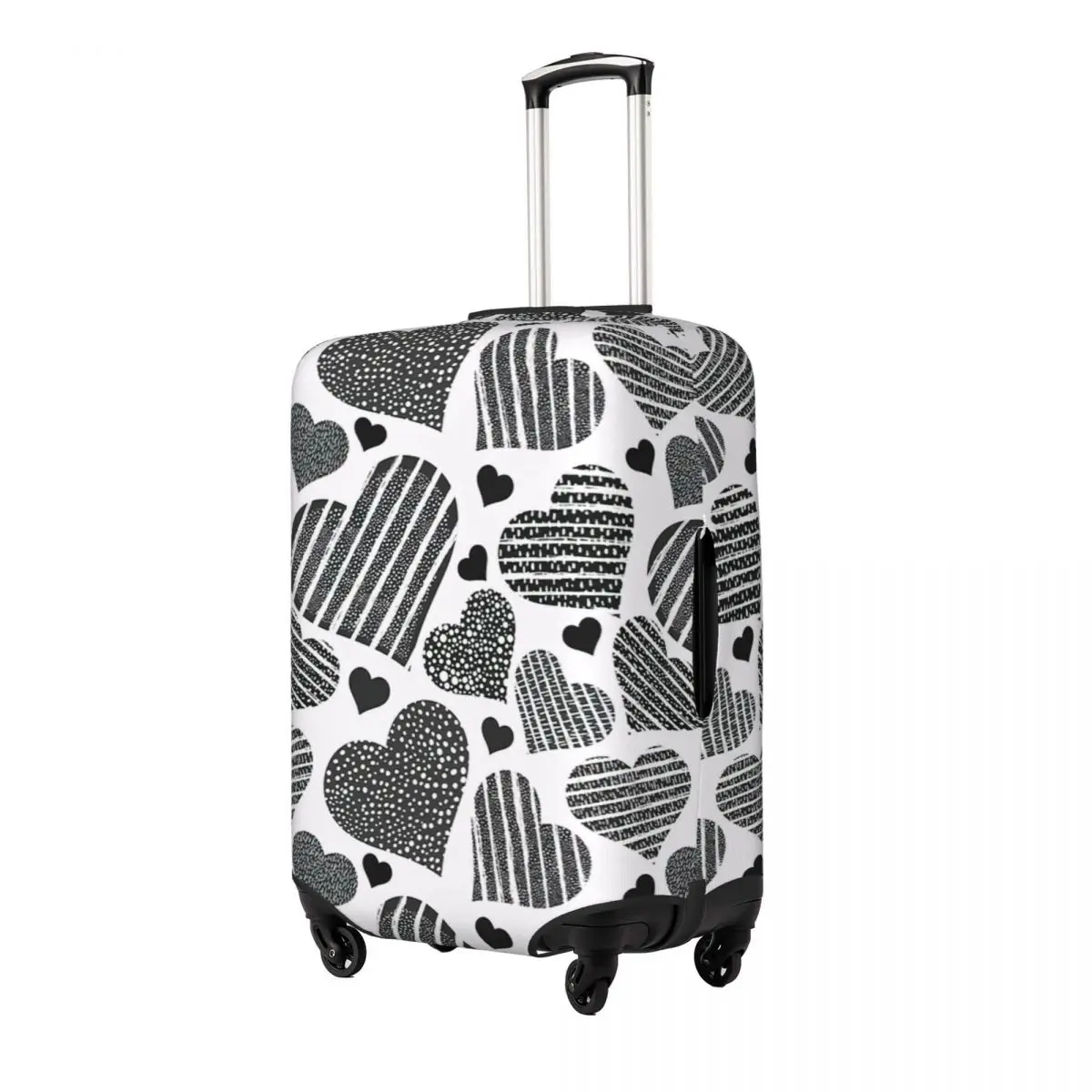 Black And White Hearts  Print Luggage Protective Dust Covers Elastic Waterproof 18-32inch Suitcase Cover Travel Accessories