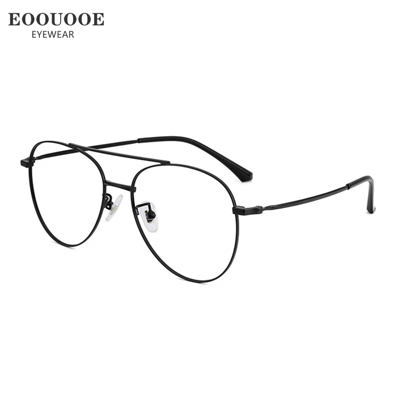 EOOUOOE Pilot Glasses Recipe Prescription Lenses LIGHTWEIGHT Titanium Optical Vision Correct Myopia Eyewear Anti-reflection