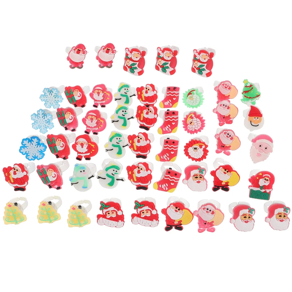 50 Pcs Cartoon Halloween Christmas Glow Ring Toy Child Electronic Component Light Up Rings