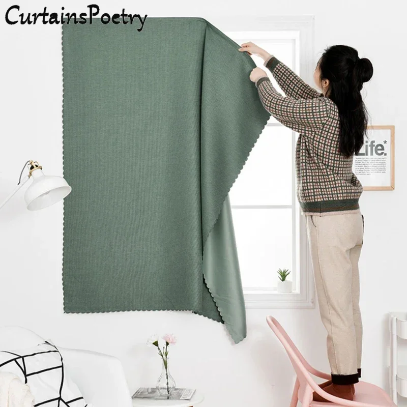 

Self Adhesive 100% Blackout Curtains for Kitchen Thermal Lnsulated Curtains for Bedroom Nursery Home Office Living Room 1 Panel
