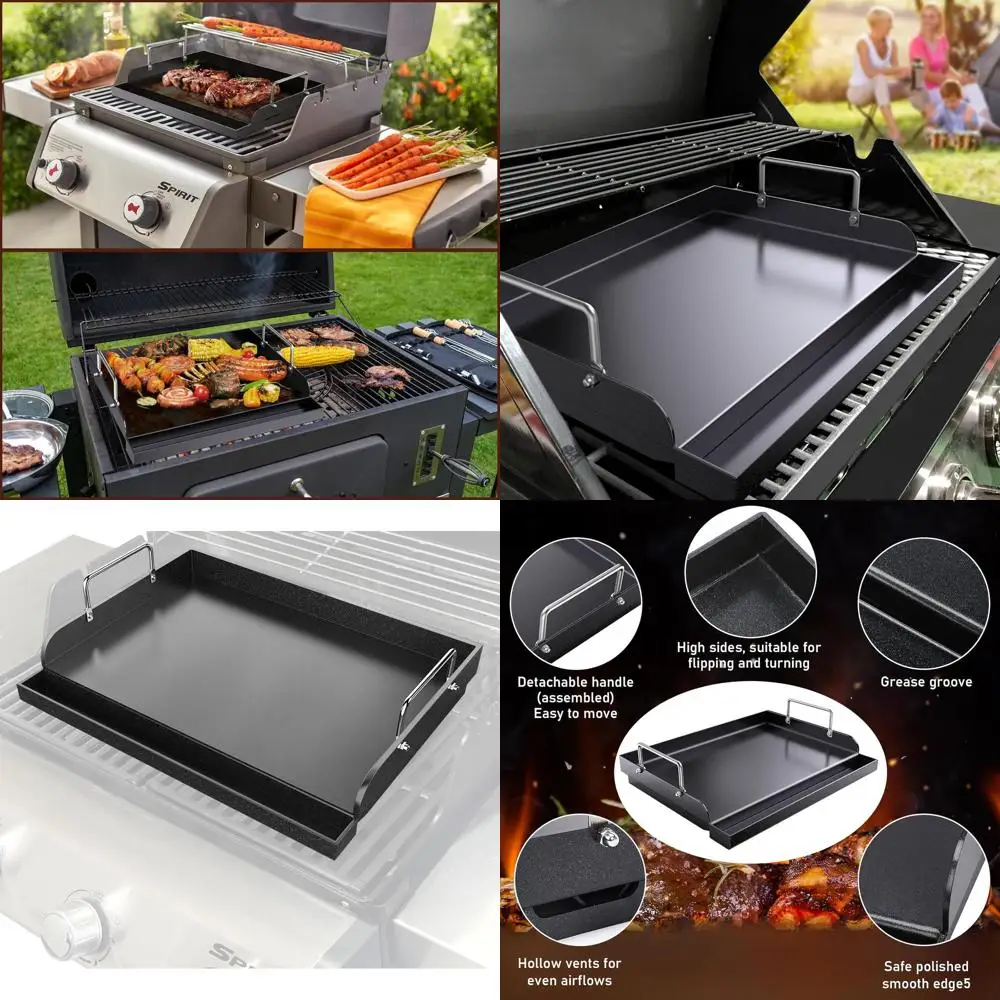 

17 x 13 Nanoceramic Nonstick Cast Iron Griddle for Gas Grills - Compatible with Weber, Nexgrill, Charbroil