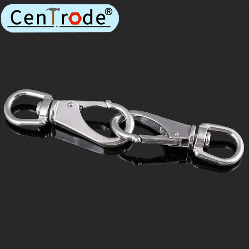 304 stainless steel universal hook rotating ring chain buckle universal spring buckle dog chain fitting joint  1Pcs