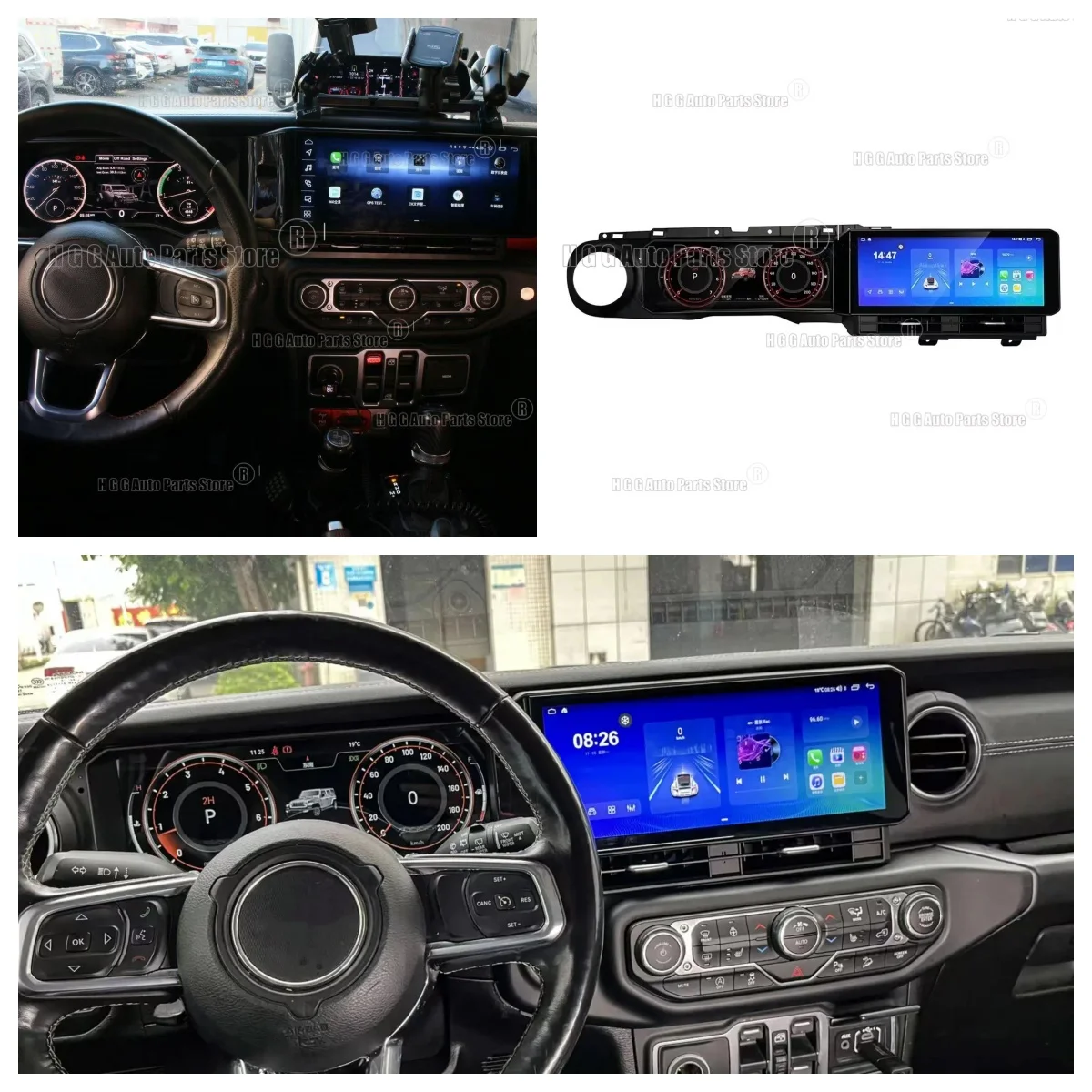 

12,3-дюймовый мультимедийный экран для Jeep Wrangler JL 2018-2023: новый улучшенный двухэкранный Android-радиоприемник с CarPlay, цифровая приборная панель LCD