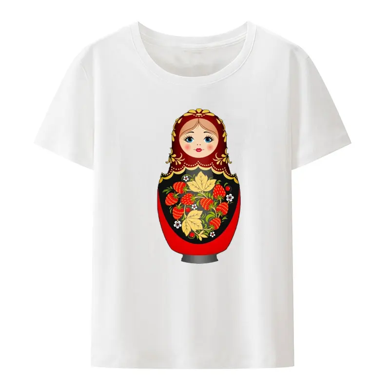 Matryoshka Doll Modal T Shirt Funny Summer Fashion Russian Doll Black White Print Tees Female Harajuku Hipster Aesthetic Shirt