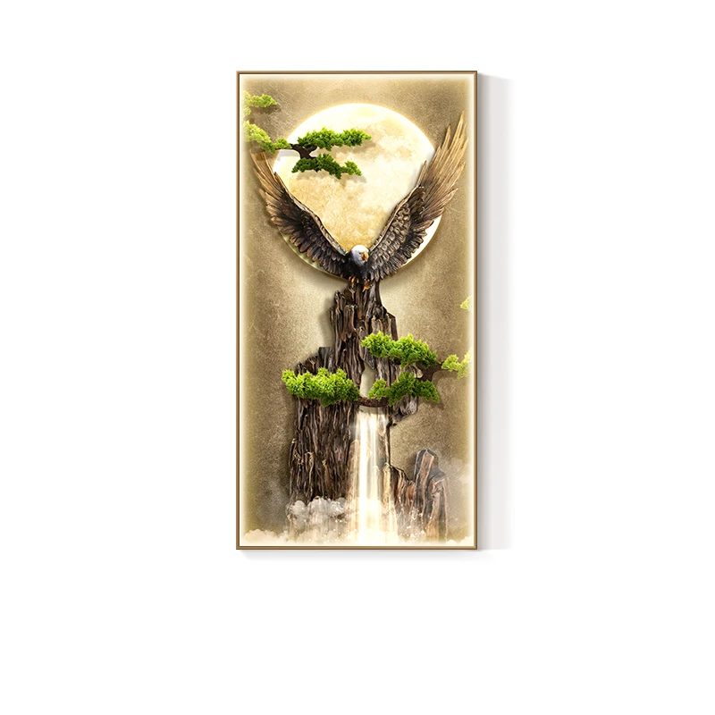 xx-Hall Decoration Painting Eagle Hanging Painting Entrance Wall Light Painting Pine Wood Corridor End Night Lamp Led Room Light