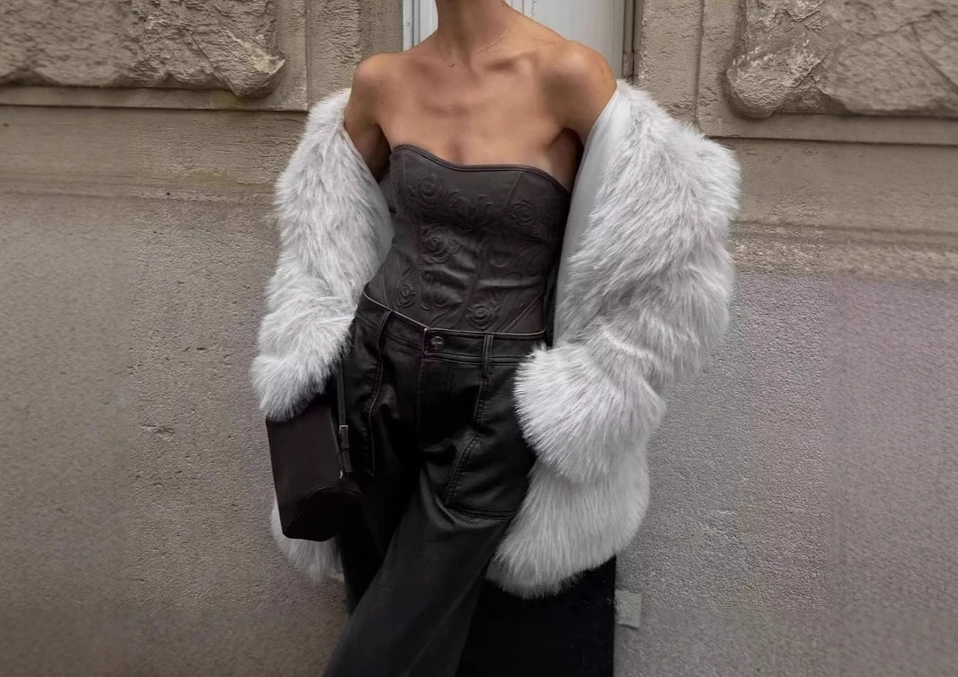 ผู้หญิงฤดูใบไม้ร่วง-ฤดูหนาว 2025 Faux FUR WARM MIDI Coat เสื้อโค้ทหนา