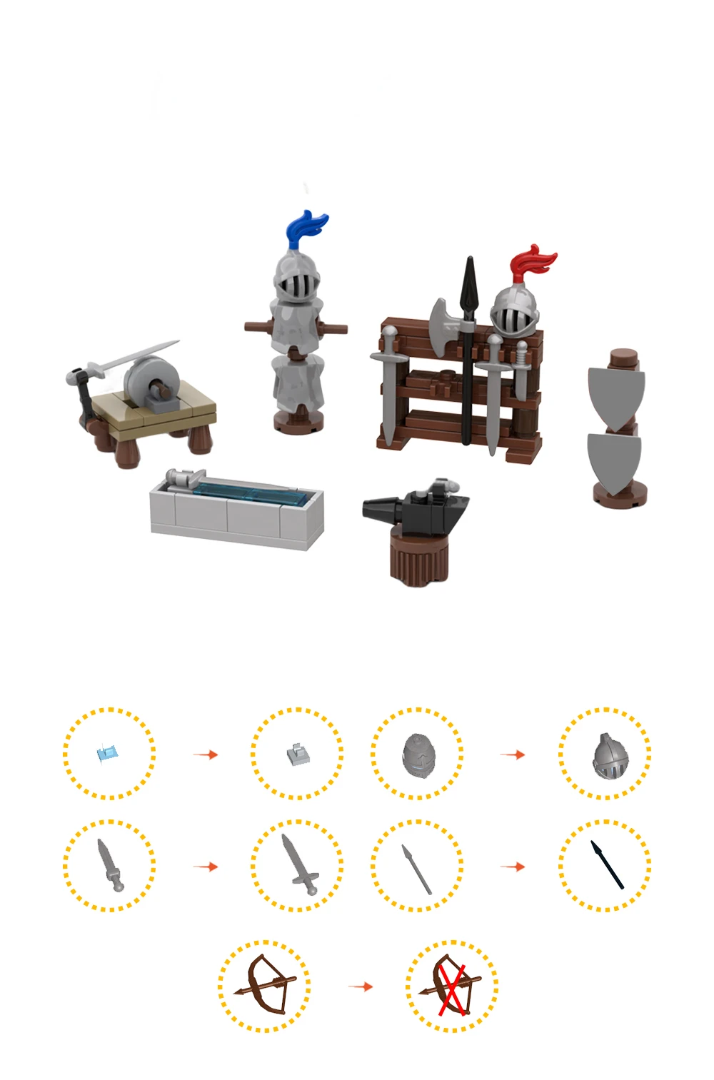 MOC-117559 Medieval Blacksmith Building Architecture Building Blocks Ideas Knights Castle Scene Bricks Smithy House Bricks Toys