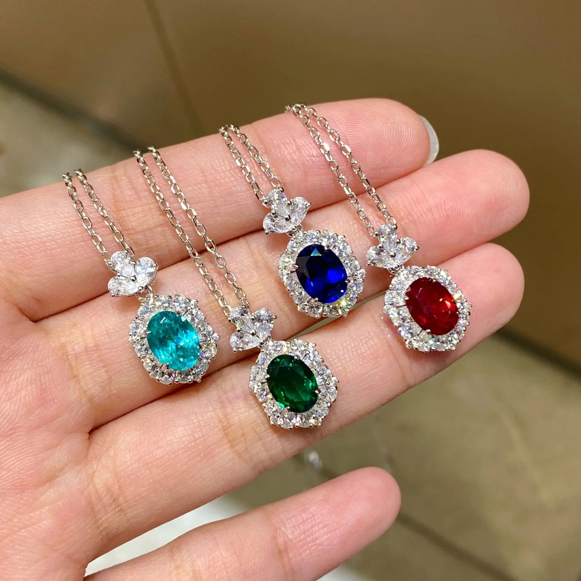 

Женское платиновое ожерелье PT950, овальная подвеска с бриллиантами высокого углерода и бриллиантами длиной около 44 см, универсальный стиль