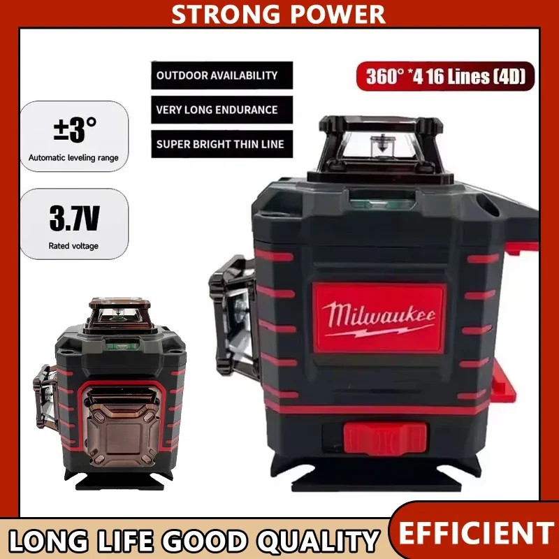

Milwaukee 360 Degree Vertical Cross Laser Level with Green Beam - Horizontal & Vertical Rechargeable Battery Green Laser Tools