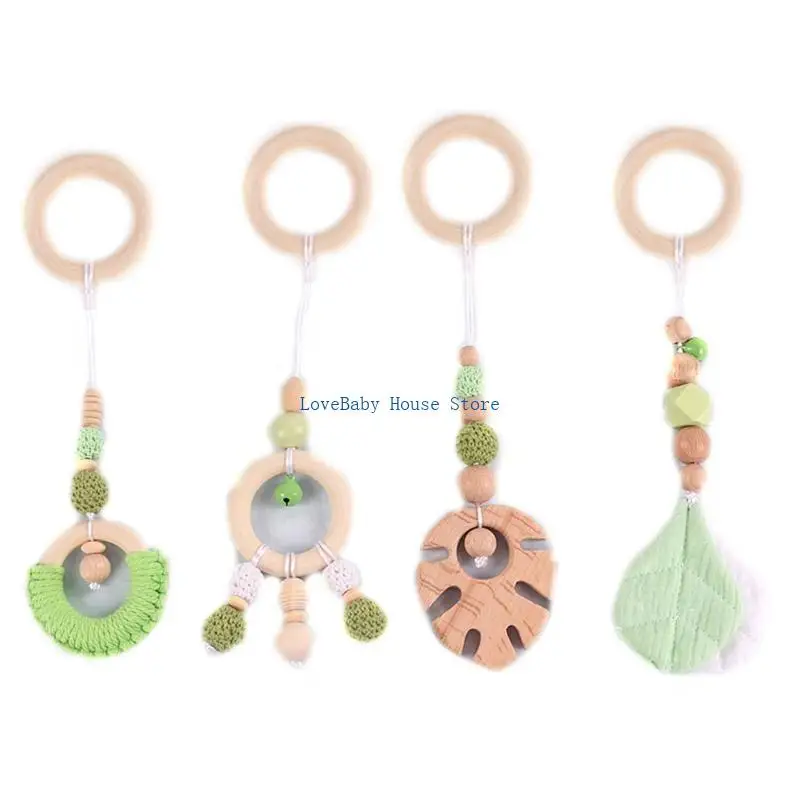 

BX0D Diy Color Wool Beads Leaves Children's Four-piece Set Wooden Craft Baby Fit