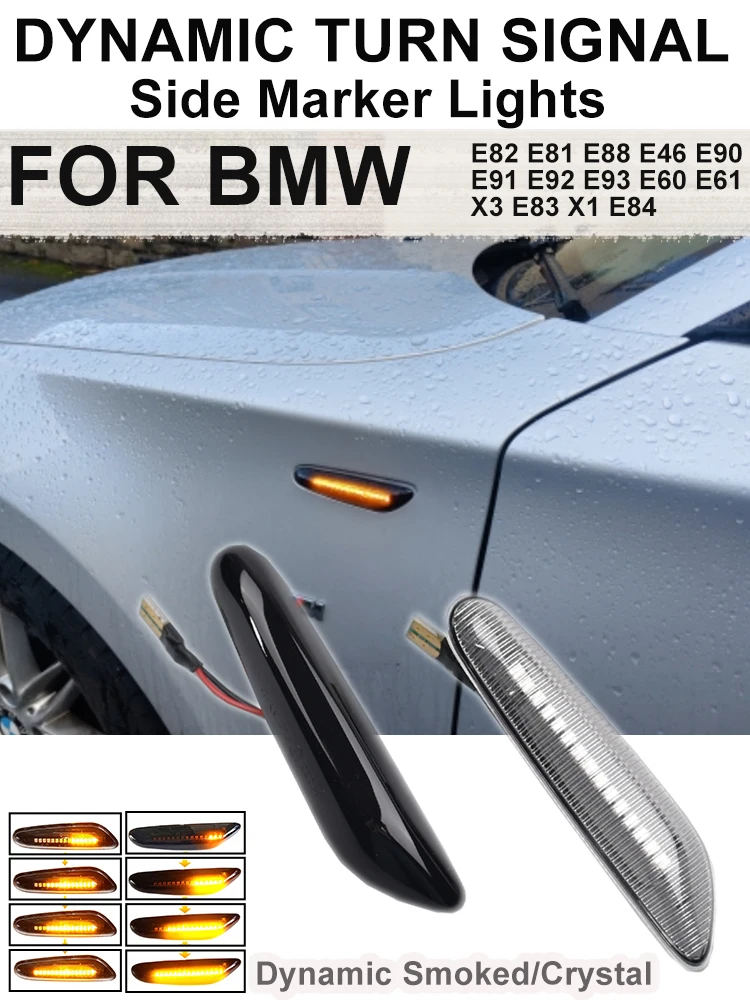 Dynamisches LED-Blinklicht Seitenmarkierungsleuchte für BMW E60 E61 E90 E91 E87 E81 E83 E84 E88 E92 E93 E82 E46 1 3 5 Serie X1 X3 2004 – Detail 3
