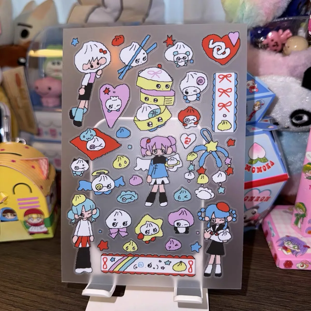 Cute Cartoon Heart Lovely Girls Food Baozi Note Book Decorative Sticker