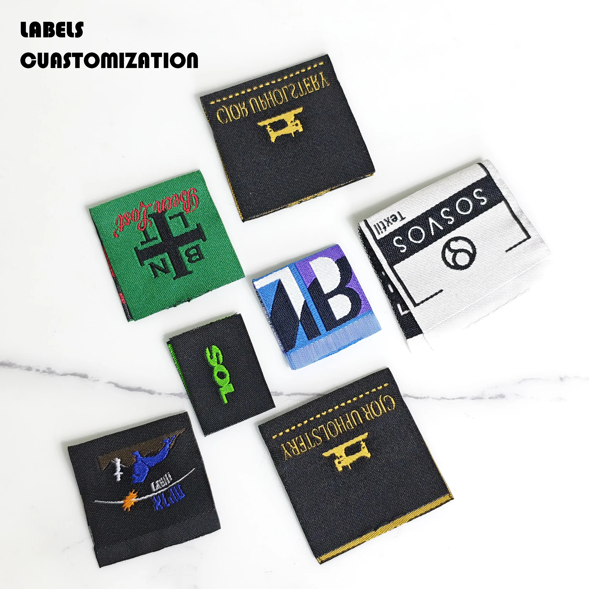 

Customized Fabric Sewing Clothing Labels for Garment Brand Logo Woven With Personalized Name Clothes Tags For Dress