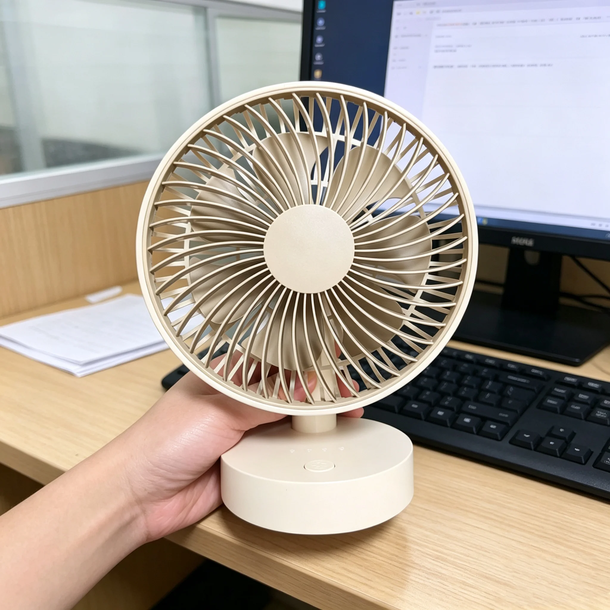 USB Rechargeable Desk Fan with 4 Speeds USB Powered Portable Quiet Cooling Fan or Bedroom, Indoor or Outdoor,Table Fan