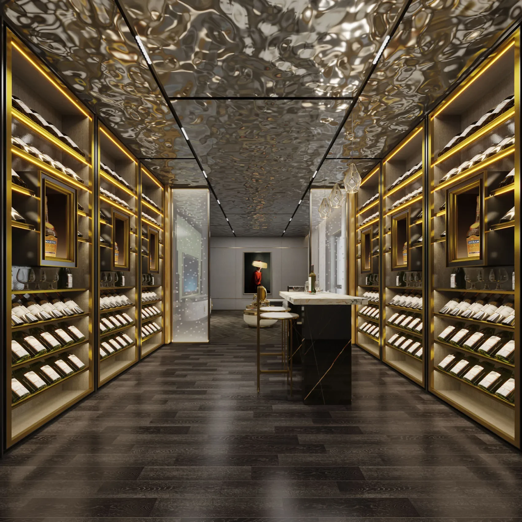 خزانة مشروبات فاخرة من الفولاذ المقاوم للصدأ خزانة عرض قبو النبيذ