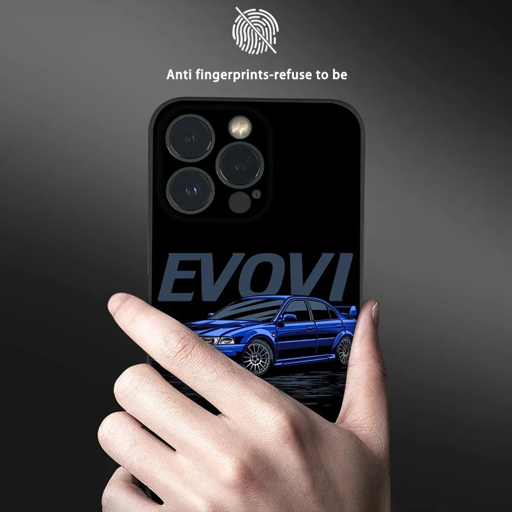 Cool Black EVO X Refit Car Phone Case For iPhone 16 15 14 13 12 11 Pro Max Plus Mini Frosted Soft Shell Funda #3