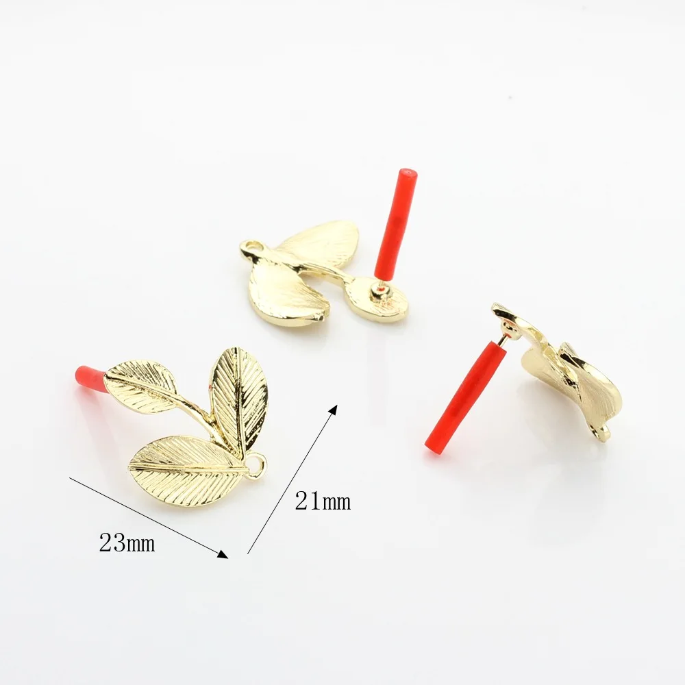 DIY Jewelry Making Accessories - Gold Plated Zinc Alloy Leaf Earring Components for Earrings 6pcs/lot