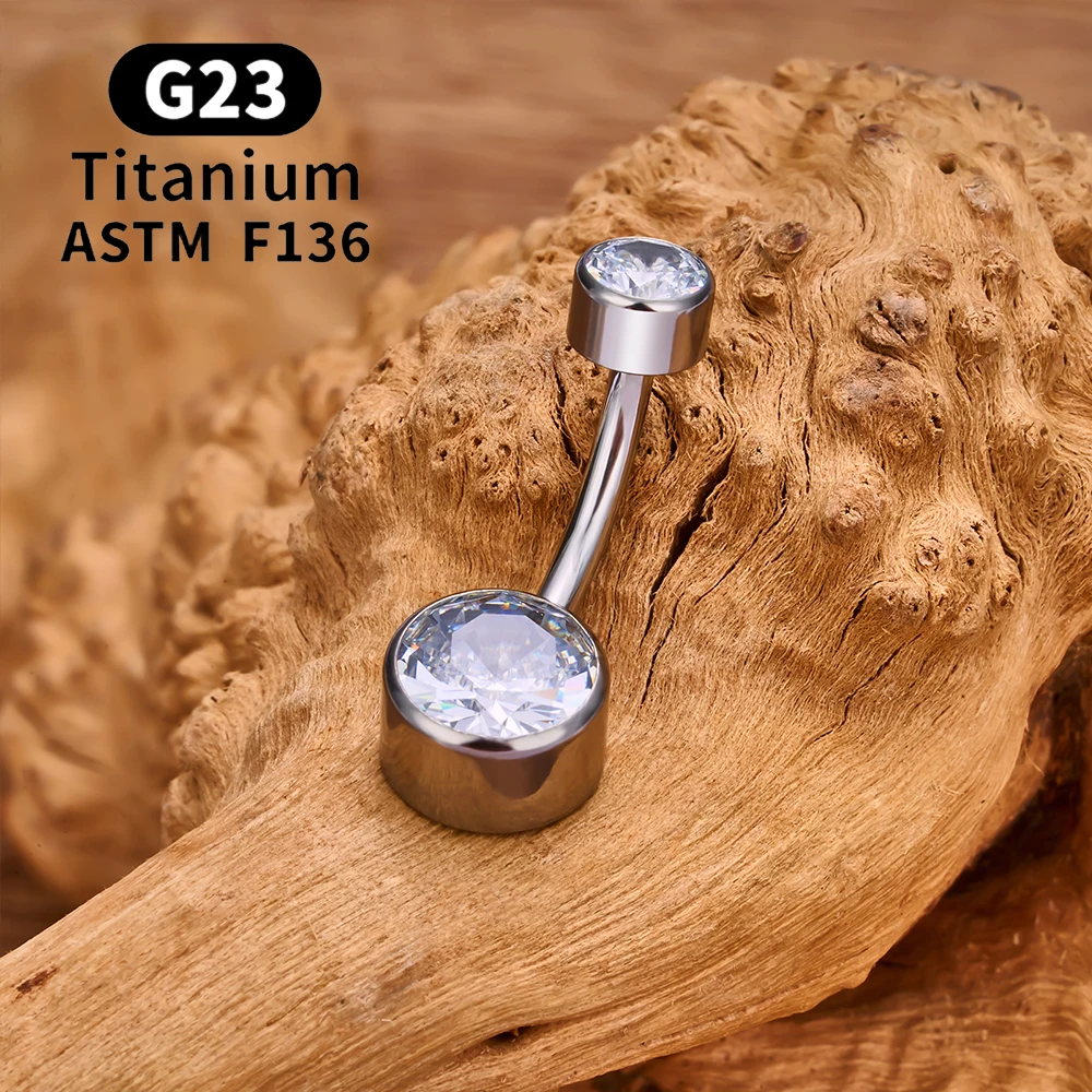 ASTM F136 Titan Bauchnabelringe Runde CZ 14G Innengewinde Bauchnabelpiercings Bauchbarren Damen Nabelpiercing Körperschmuck – Detail 4