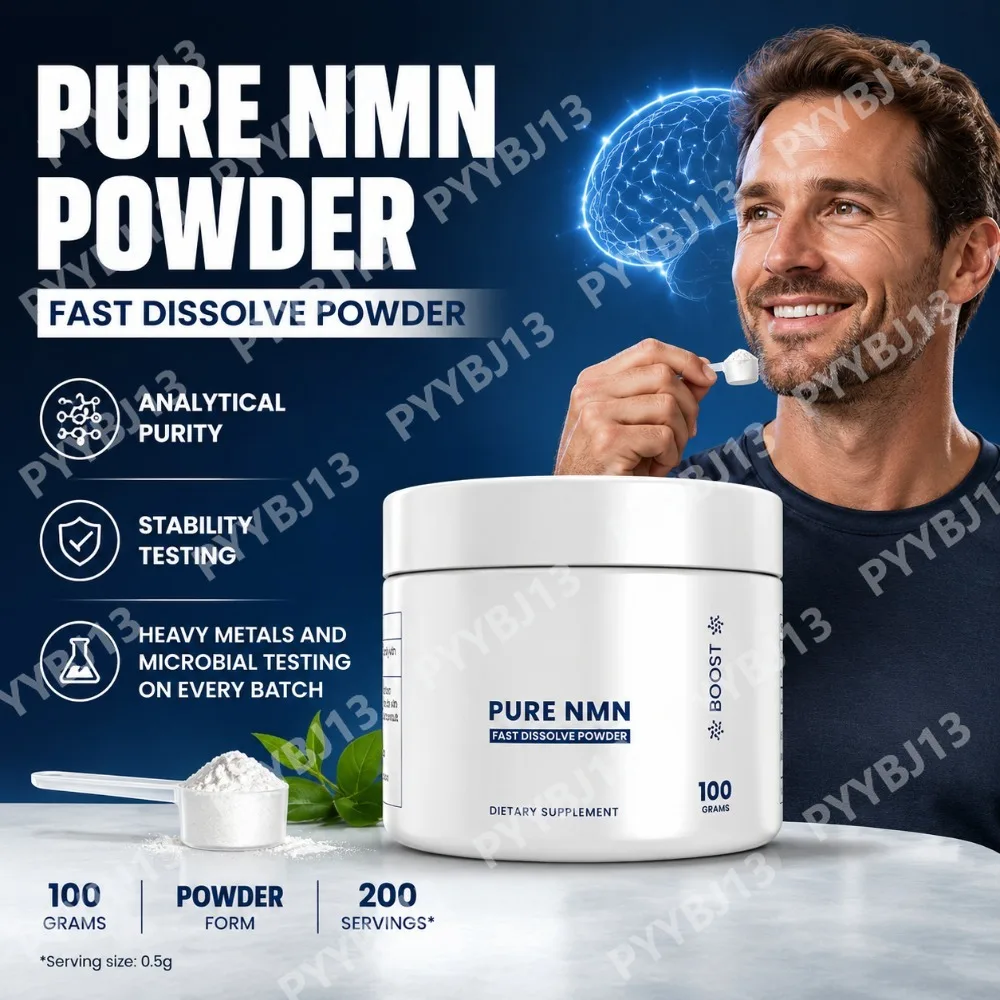 NMN Supplement Powder Nicotinamide Mononucleotide 500mg Pure Formula for Men Women Cellular Energy Support Daily Nutrition 100g