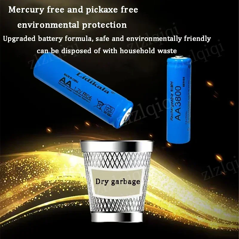 High Quality 1.2V AA 3800mAh Nickel Hydrogen Battery Alkaline 1.2V Clock Toy Camera Battery Rechargeable Battery