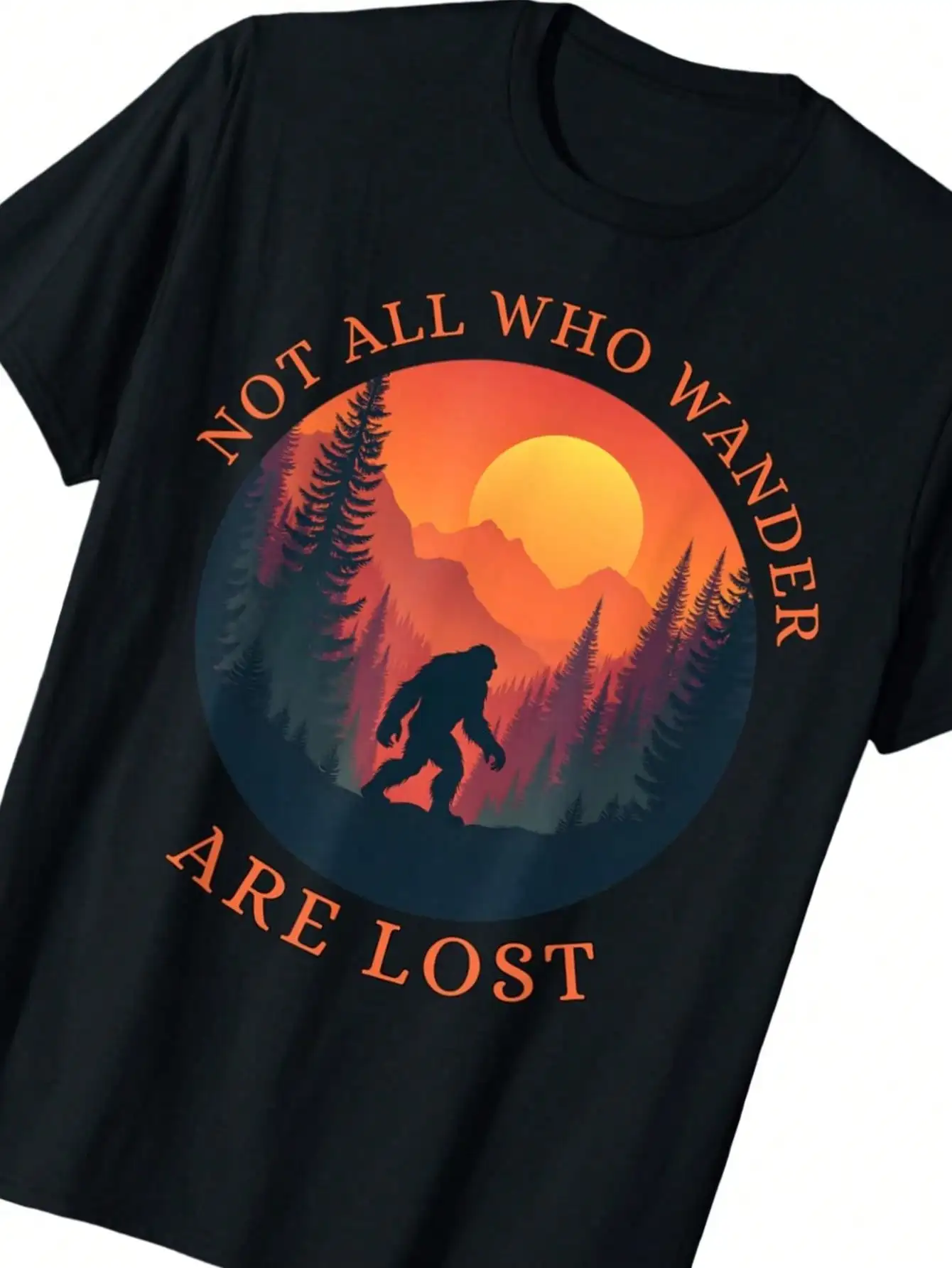 

Футболка с рисунком Sasquatch Not All Who Wander Are Lost Design, футболка из 100% хлопка с круглым вырезом для мужчин и женщин, повседневная удобная