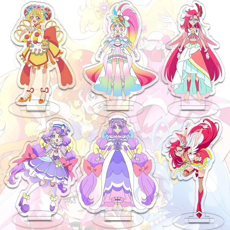 Tropical-Rouge Pretty Cure Acrylic Stand Figure Papaya Coral Ocean Flamingo Desk Ornament Kawaii Decor Model Collection Gift